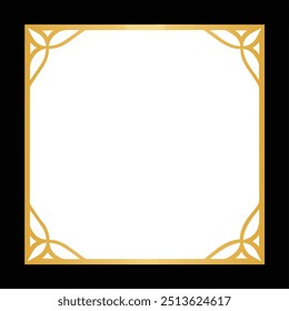Decorative Square Frame Border with Geometric Lines and symmetrical floral pattern Vector Elements