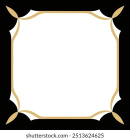 Decorative Square Frame Border with Geometric Lines and symmetrical floral pattern Vector Elements