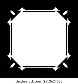 Decorative Square Frame Border with Geometric Lines and symmetrical floral pattern Vector Elements