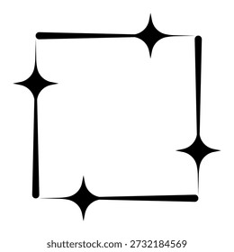 Decorative square frame with curved segments and starburst corners