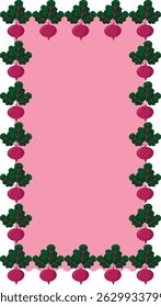 Decorative square frame featuring vector beetroot elements. Ideal for menu designs, natural product branding, and eco-friendly digital materials.