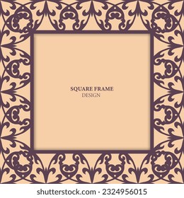 Decorative square frame with floral pattern. Delicate designs can be used for backgrounds, motifs, textile, wallpapers, fabrics, gift wrapping, templates. Vector.