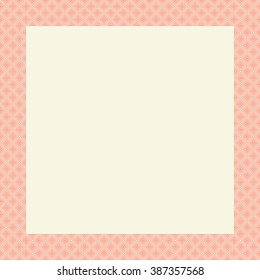 Decorative square frame with geometric ornament. Red ornamental border. Vector illustration