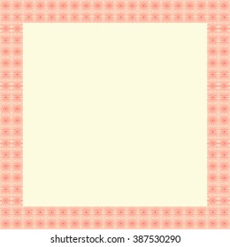 Decorative square frame with geometric ornament. Red ornamental border. Vector illustration