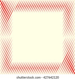 Decorative square frame with geometric ornament. Red sharp lines border. Vector illustration