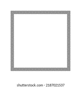 Decorative square frame in Greek style for photo or text. Abstract geometric ornament, isolated on white background. Vintage framework border. Vector illustration. EPS 10.