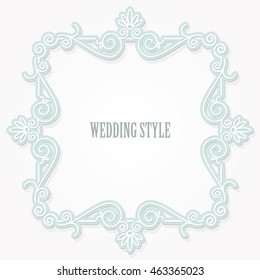 Decorative square frame on pastel blue. Can be used for wedding design.