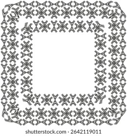 Decorative square frame. Repetitive floral border. Symmetric motif vector. Clean outline shape.