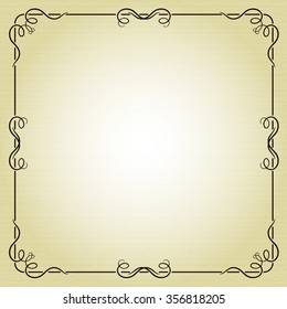 Decorative square frame with  swirls on background. RGB color mode. Vector image.