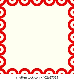Decorative square frame with symmetric  geometric ornament. Circles ornamental border. Vector illustration