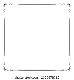 Decorative square frame. Square frame vector illustration. Suitable for wedding invitation, aesthetic decoration, social media post, banner, promotion, advertising, etc.