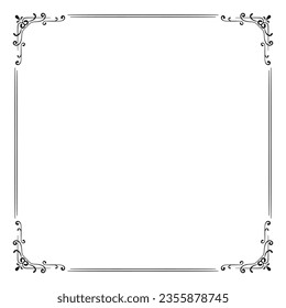 Decorative square frame. Square frame vector illustration. Suitable for wedding invitation, aesthetic decoration, social media post, banner, promotion, advertising, etc.