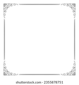 Decorative square frame. Square frame vector illustration. Suitable for wedding invitation, aesthetic decoration, social media post, banner, promotion, advertising, etc.