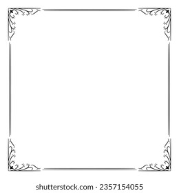 Decorative square frame. Square frame vector illustration. Suitable for wedding invitation, aesthetic decoration, social media post, banner, promotion, advertising, etc.