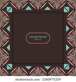 Decorative square Frame, workpiece for your design. Frame with Ornamental elements and motifs of Kazakh, Kyrgyz, Uzbek, national Asian decor for tile, pilow, textile and print design. Vector.