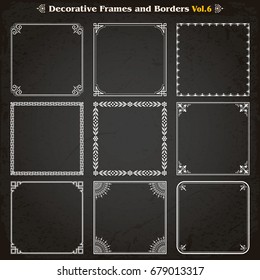 Decorative square frames borders backgrounds design elements set Vol. 6