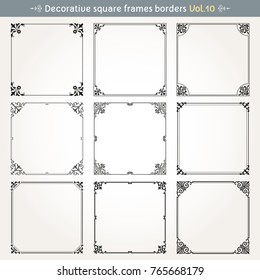 Decorative square frames borders backgrounds design elements set 10 vector