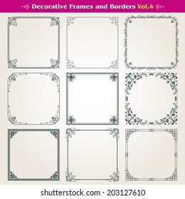 Decorative square frames and borders vector set 4