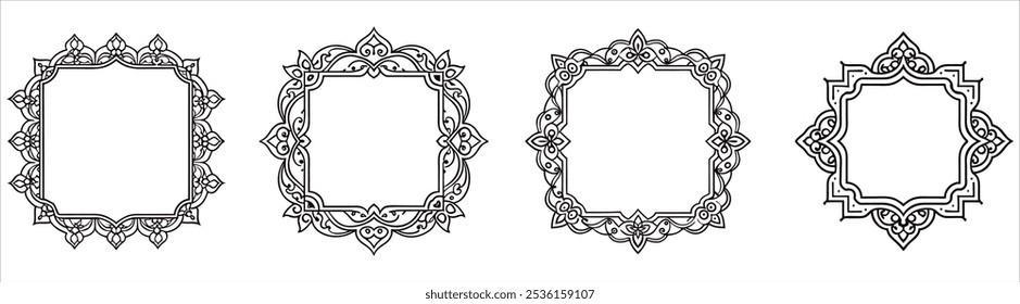 Quadros quadrados decorativos elemento vetor elegante