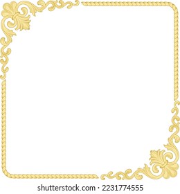 Decorative square framework. Vintage Baroque style. Golden colors. 