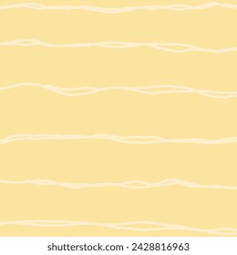 Decorative square pattern with hand drawn stripe shapes. Hand painted grungy ink doodles in yellow, pale white, beige colors. Wavy curly lines print.