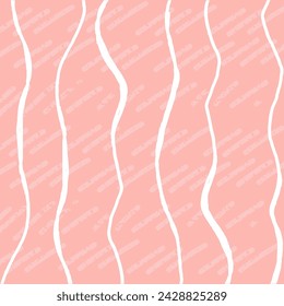 Decorative square pattern with hand drawn stripe shapes. Hand painted grungy ink doodles in red, pink, white, grey colors. Wavy curly lines print