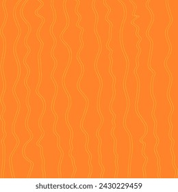 Decorative square pattern with hand drawn stripe shapes. Hand painted grungy ink doodles in orange, yellow colors. Wavy curly lines print