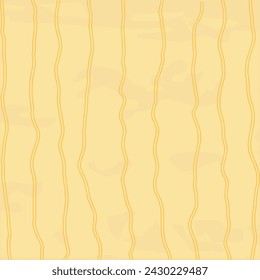 Decorative square pattern with hand drawn stripe shapes. Hand painted grungy ink doodles in beige, brown, yellow colors. Wavy curly lines print