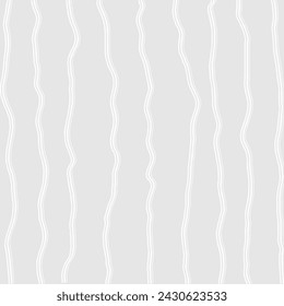 Decorative square pattern with hand drawn stripe shapes. Hand painted grungy ink doodles in white, grey colors. Wavy curly lines print