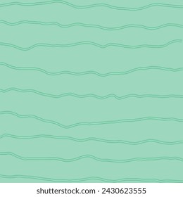 Decorative square pattern with hand drawn stripe shapes. Hand painted grungy ink doodles in green colors. Wavy curly lines print