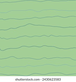Decorative square pattern with hand drawn stripe shapes. Hand painted grungy ink doodles in green, grey, blue colors. Wavy curly lines print