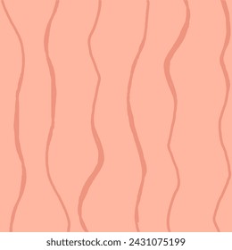 Decorative square pattern with hand drawn stripe shapes. Hand painted grungy ink doodles in red, pink colors. Wavy curly lines print