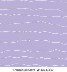 Decorative square pattern with hand drawn stripe shapes. Hand painted grungy ink doodles in lilac, purple, violet, lavender, white colors. Wavy curly lines print