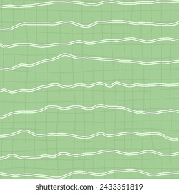 Decorative square pattern with hand drawn stripe shapes. Hand painted grungy ink doodles in green, white, grey colors. Wavy curly lines print