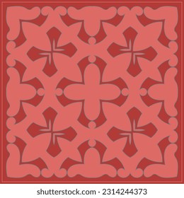 Decorative square pattern. Oriental vintage square motif. The ornament of ethnic style. Asian decor for pillow, textile,scarf, carpet, tile, and print design. Workpiece for your design.	