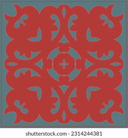 Decorative square pattern. Oriental vintage square motif. The ornament of ethnic style. Asian decor for pillow, textile,scarf, carpet, tile, and print design. Workpiece for your design.	