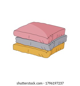 almohadas cuadradas decorativas en una ilustración vectorial de pila