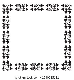 Decorative square seamless ornamental border, frame isolated on white