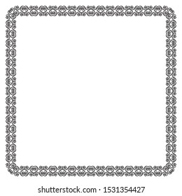 Decorative square seamless ornamental border, frame isolated on white