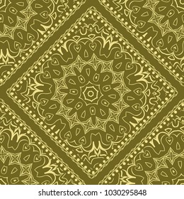 Decorative Square Template for Fabric Print. Azhure floral seamless pattern. Vector illustration. For fabric, bandana, carpet, shawl design.