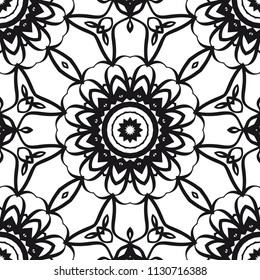 Decorative Square Template for Fabric Print. Azhure floral seamless pattern. Vector illustration. For fabric, bandana, carpet, shawl textile design