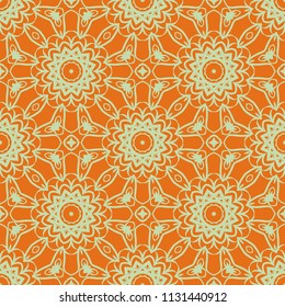 Decorative Square Template for Fabric Print. Azhure floral seamless pattern. Vector illustration. For fabric, bandana, carpet, shawl textile design