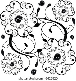 Decorative square tile vector background with floral emphasis.