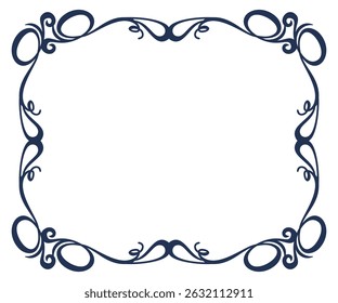 Decorative square vector isolated dark blue frame.