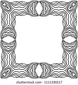 Decorative square. A square wide frame. Stylish frame. One color. Vector. Symmetrical design. Free center.