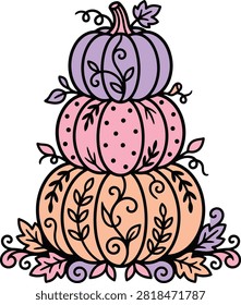 Decorative stacked pumpkins and