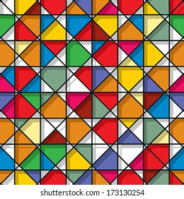 Decorative stained glass seamless pattern, vector design.