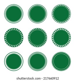 Decorative Stamp Set of green color, for your design. EPS10 vector.