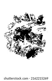 Decorative stamped shapes. Ink drawing EPS 10, artwork.