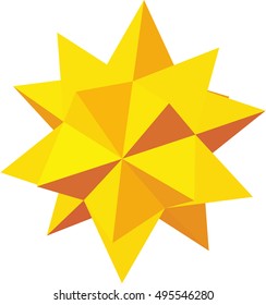 Decorative star icon in isometric 3d style isolated on white background vector illustration